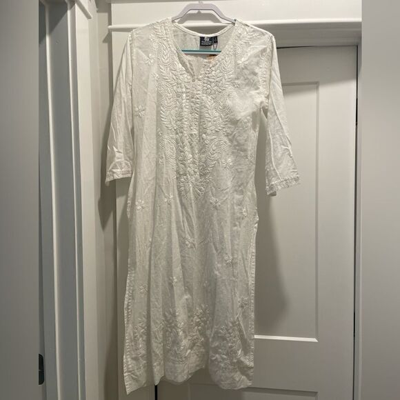 NWT Madison Mathews Hand Embroidered Kaftan - Picture 1 of 5